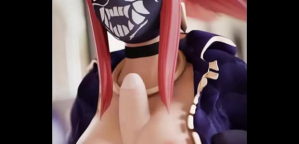  Akali masturbating with her tits league of legends